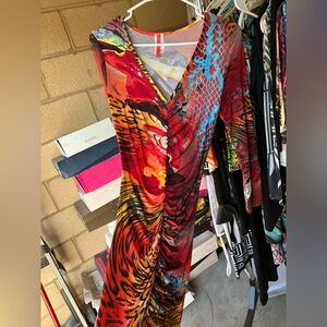 Vibrant Multicolor V-Neck Dress